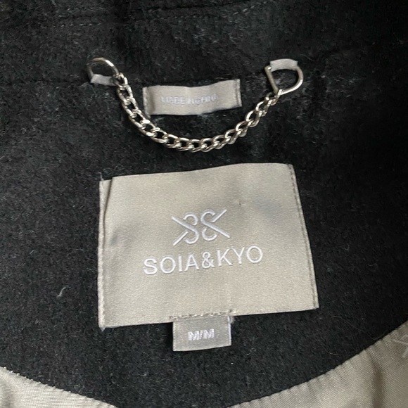 Soia & Kyo Black Coat with Zip Front & Double Collar Women’s Medium - Picture 6 of 8